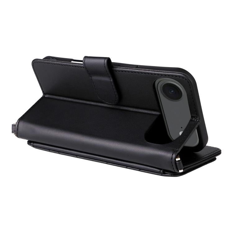 For iPhone Air Multifunctional 6-Card Slots Leather Phone Case with Wrist Strap
