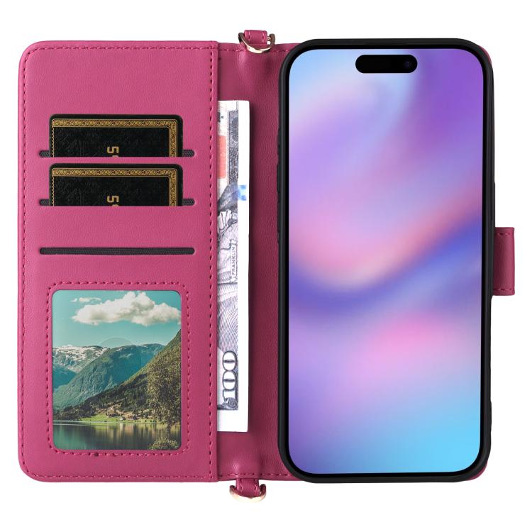For iPhone Air Multifunctional 6-Card Slots Leather Phone Case with Wrist Strap