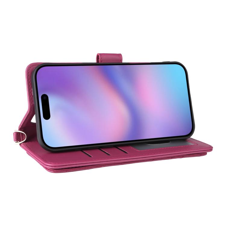 For iPhone Air Multifunctional 6-Card Slots Leather Phone Case with Wrist Strap