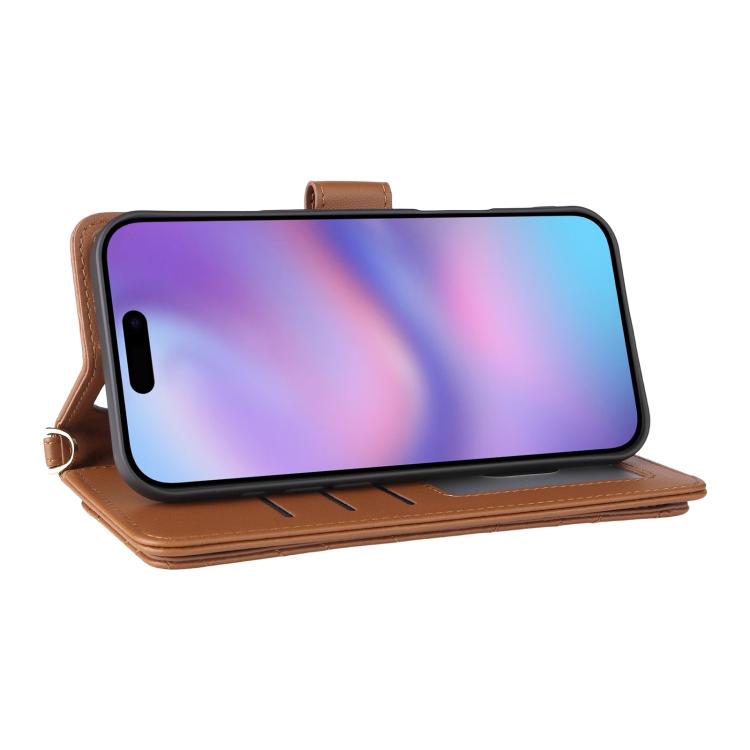 For iPhone Air Multifunctional 6-Card Slots Leather Phone Case with Wrist Strap