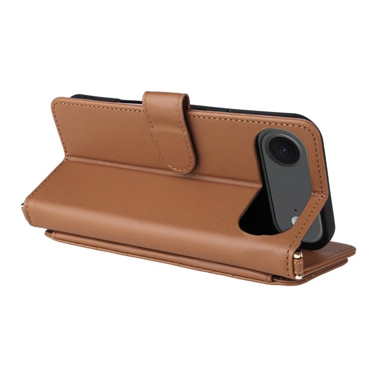 For iPhone Air Multifunctional 6-Card Slots Leather Phone Case with Wrist Strap
