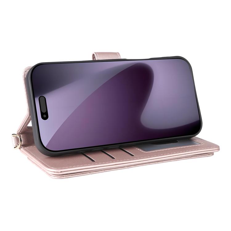 For iPhone 17 Pro Multifunctional 6-Card Slots Leather Phone Case with Wrist Strap