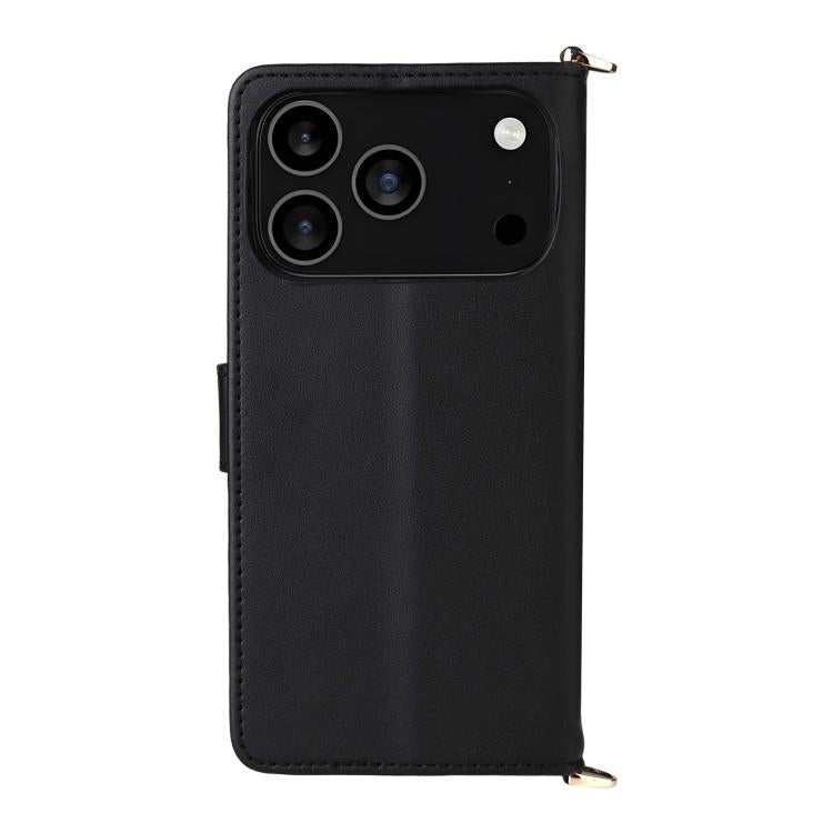 For iPhone 17 Pro Multifunctional 6-Card Slots Leather Phone Case with Wrist Strap