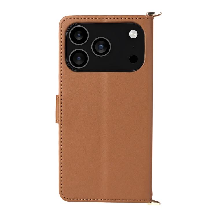 For iPhone 17 Pro Multifunctional 6-Card Slots Leather Phone Case with Wrist Strap