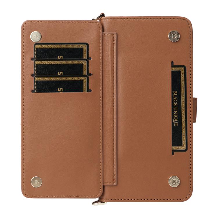 For iPhone 17 Pro Multifunctional 6-Card Slots Leather Phone Case with Wrist Strap