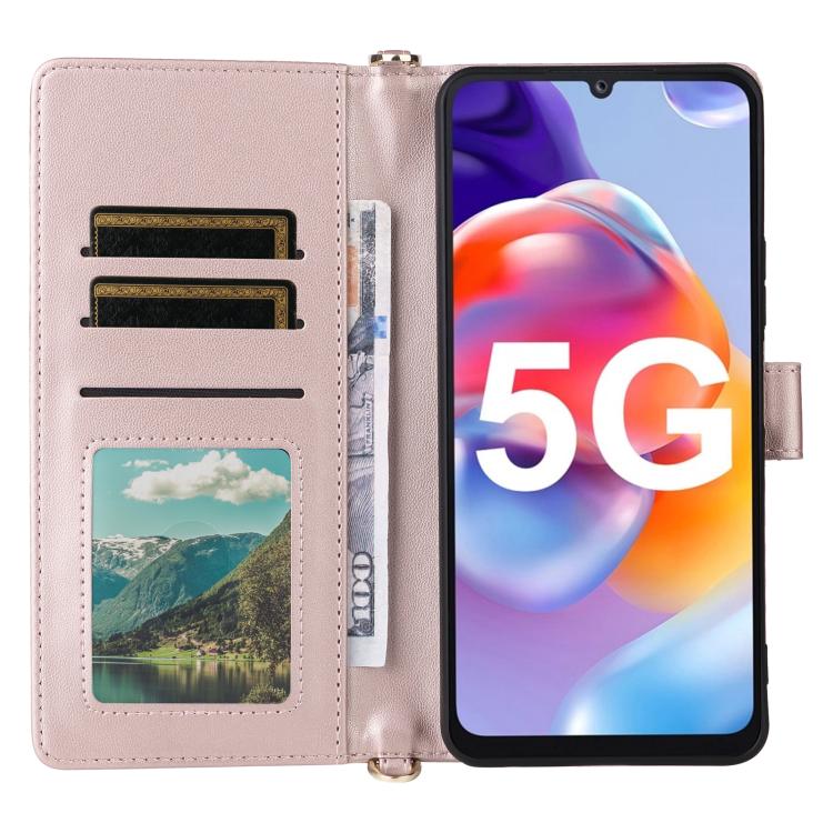 For Fossibot S2 Multifunctional 6-Card Slots Leather Phone Case with Wrist Strap