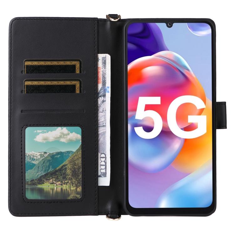 For Fossibot S2 Multifunctional 6-Card Slots Leather Phone Case with Wrist Strap