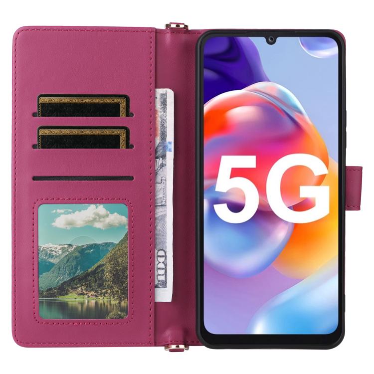 For Fossibot S2 Multifunctional 6-Card Slots Leather Phone Case with Wrist Strap