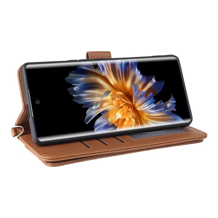 For Fossibot S3 Pro Multifunctional 6-Card Slots Leather Phone Case with Wrist Strap