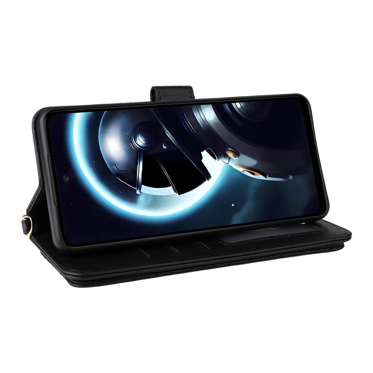 For HMD Pulse / Pulse Pro / Pulse+ Multifunctional 6-Card Slots Leather Phone Case with Wrist Strap