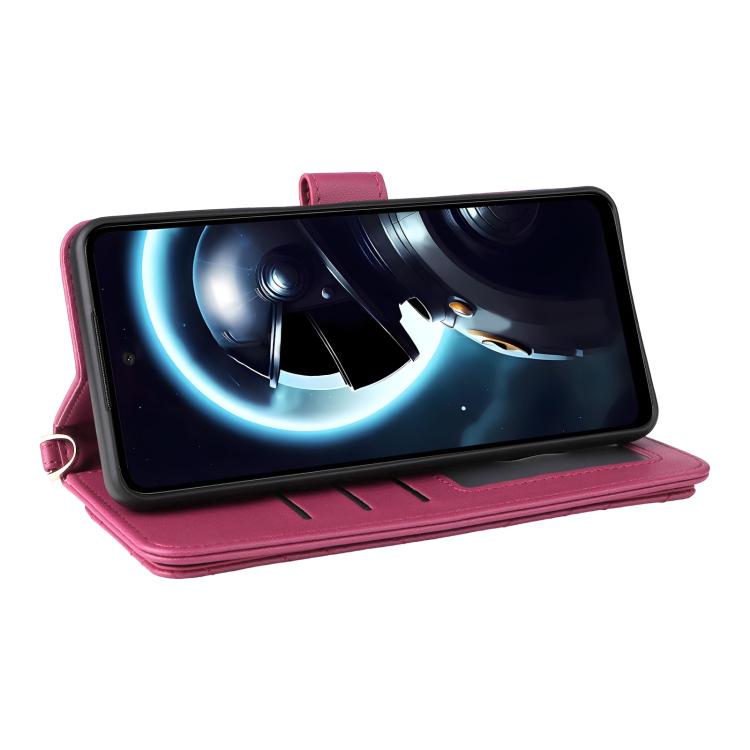 For HMD Pulse / Pulse Pro / Pulse+ Multifunctional 6-Card Slots Leather Phone Case with Wrist Strap