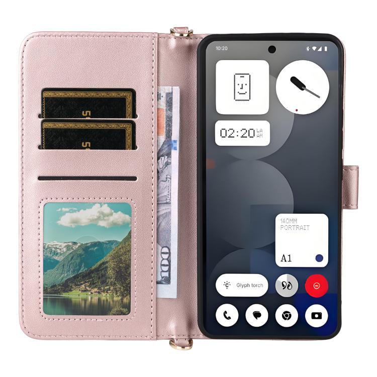 For Nothing Phone 3a Pro Multifunctional 6-Card Slots Leather Phone Case with Wrist Strap