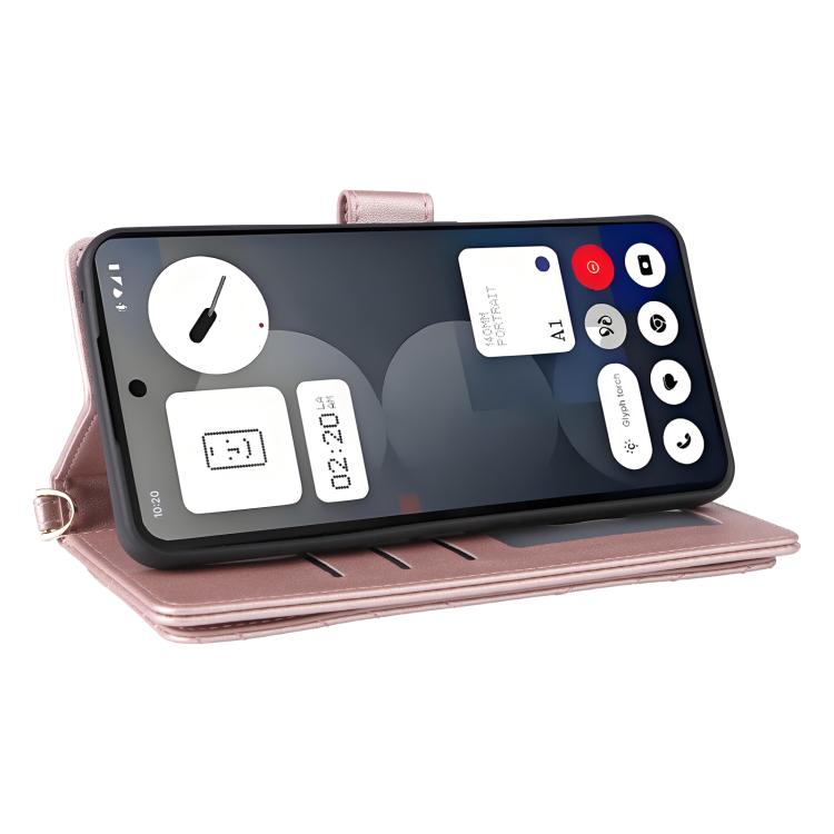 For Nothing Phone 3a Pro Multifunctional 6-Card Slots Leather Phone Case with Wrist Strap