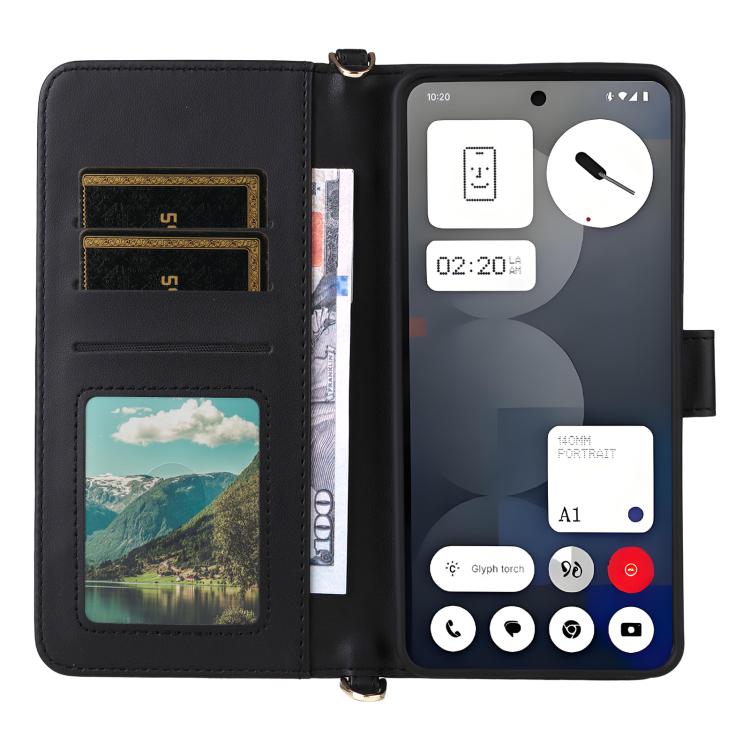 For Nothing Phone 3a Pro Multifunctional 6-Card Slots Leather Phone Case with Wrist Strap