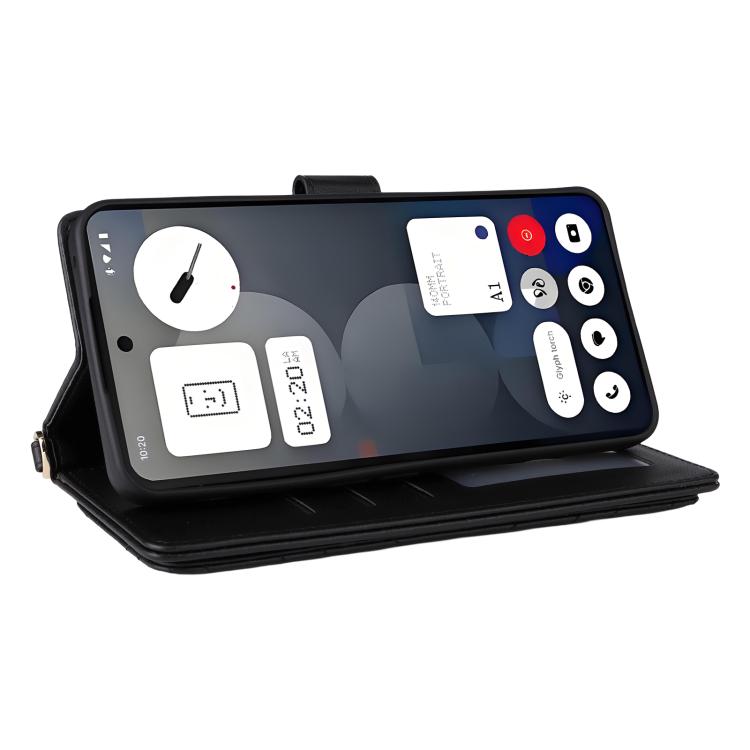 For Nothing Phone 3a Pro Multifunctional 6-Card Slots Leather Phone Case with Wrist Strap