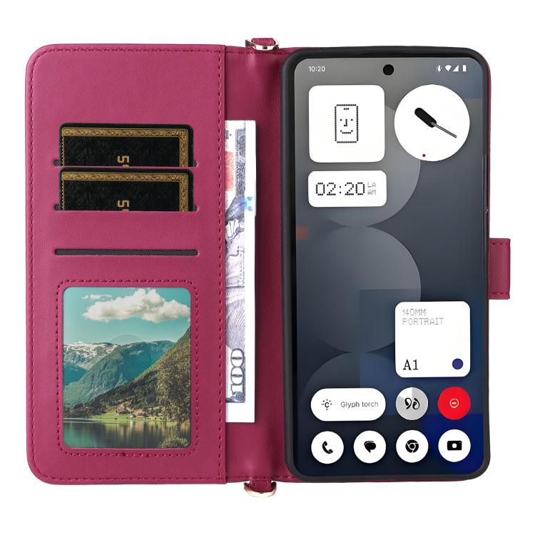 For Nothing Phone 3a Pro Multifunctional 6-Card Slots Leather Phone Case with Wrist Strap