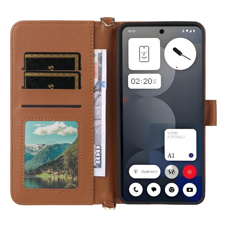 For Nothing Phone 3a Pro Multifunctional 6-Card Slots Leather Phone Case with Wrist Strap