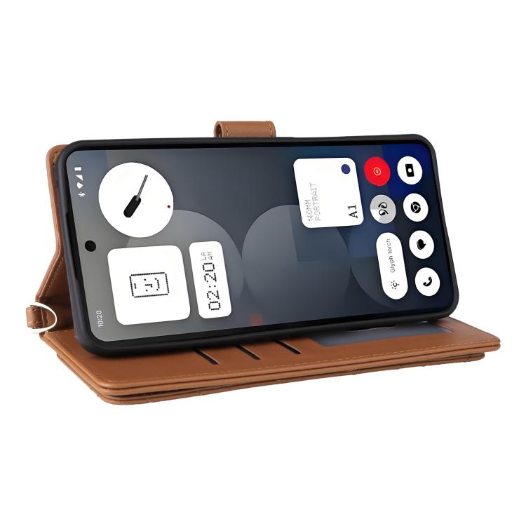 For Nothing Phone 3a Pro Multifunctional 6-Card Slots Leather Phone Case with Wrist Strap