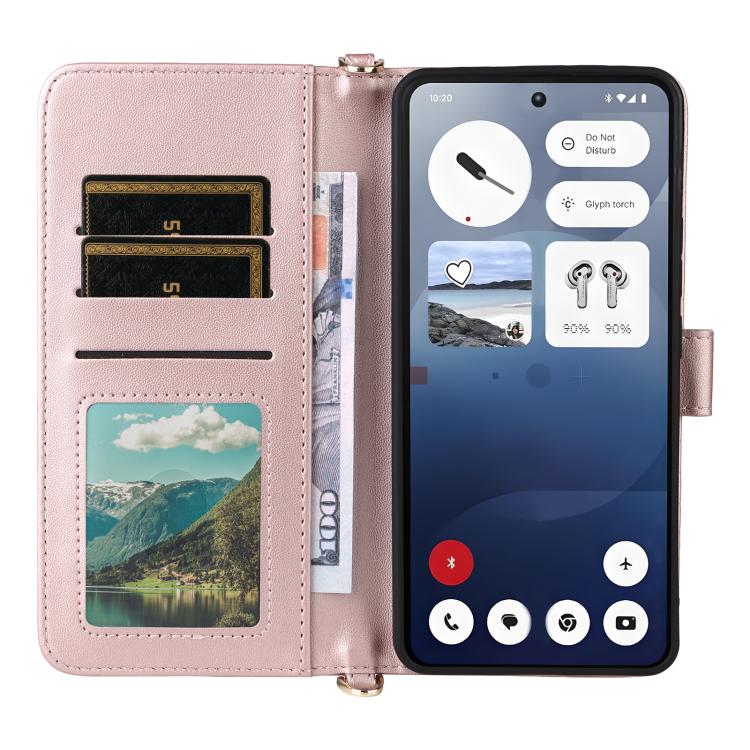 For Nothing Phone 3a Multifunctional 6-Card Slots Leather Phone Case with Wrist Strap