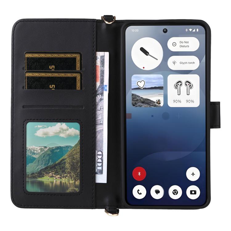For Nothing Phone 3a Multifunctional 6-Card Slots Leather Phone Case with Wrist Strap