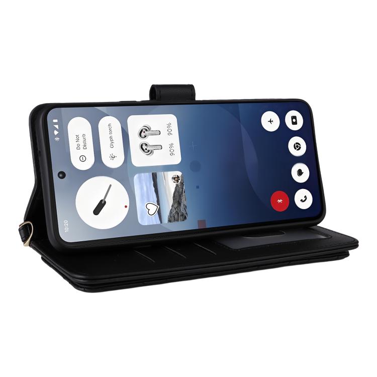 For Nothing Phone 3a Multifunctional 6-Card Slots Leather Phone Case with Wrist Strap
