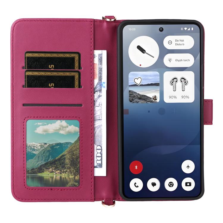 For Nothing Phone 3a Multifunctional 6-Card Slots Leather Phone Case with Wrist Strap