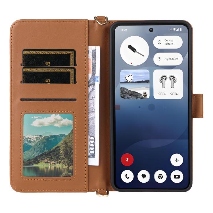 For Nothing Phone 3a Multifunctional 6-Card Slots Leather Phone Case with Wrist Strap