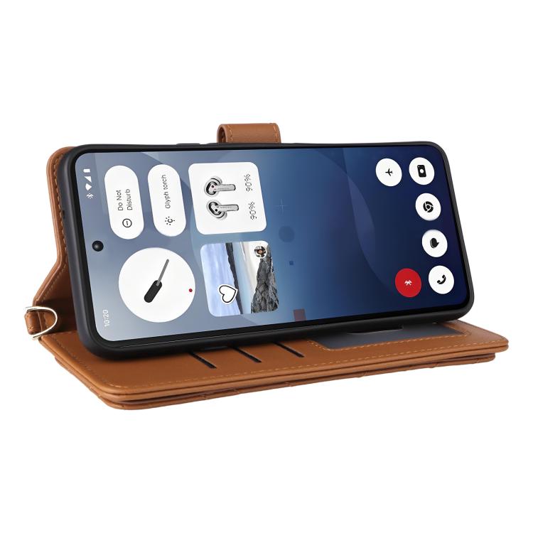 For Nothing Phone 3a Multifunctional 6-Card Slots Leather Phone Case with Wrist Strap