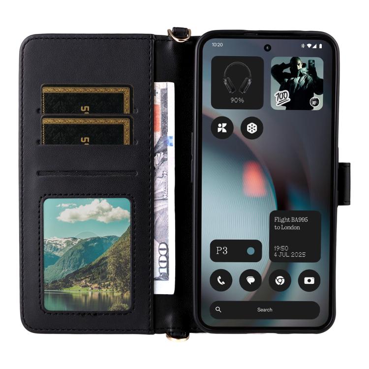 For Nothing Phone 3 Multifunctional 6-Card Slots Leather Phone Case with Wrist Strap