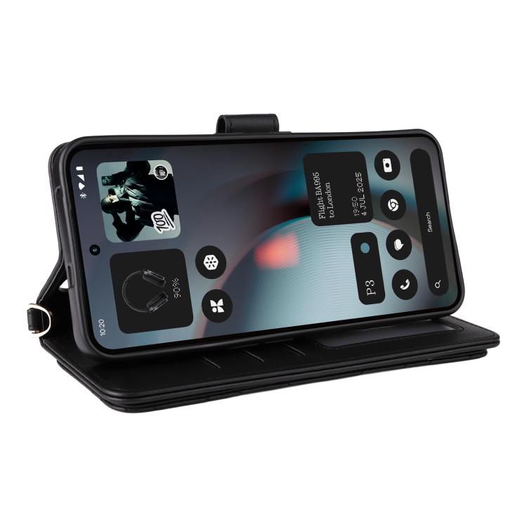 For Nothing Phone 3 Multifunctional 6-Card Slots Leather Phone Case with Wrist Strap