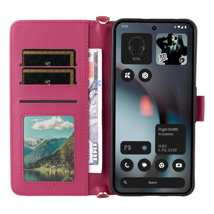 For Nothing Phone 3 Multifunctional 6-Card Slots Leather Phone Case with Wrist Strap