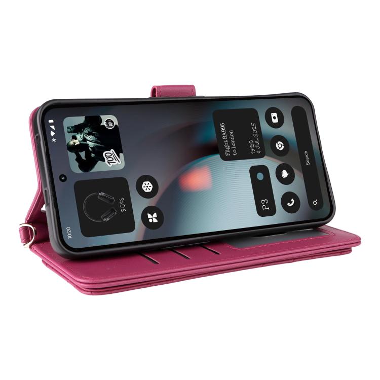 For Nothing Phone 3 Multifunctional 6-Card Slots Leather Phone Case with Wrist Strap