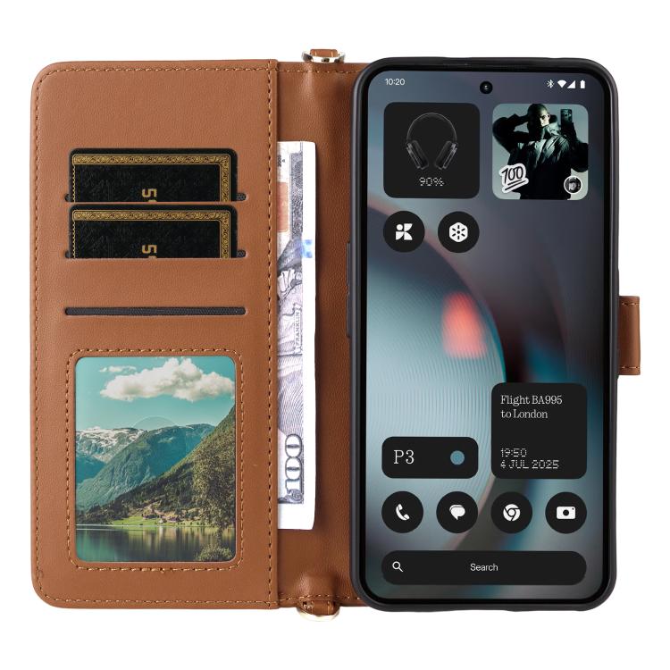 For Nothing Phone 3 Multifunctional 6-Card Slots Leather Phone Case with Wrist Strap