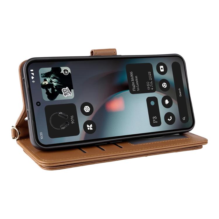 For Nothing Phone 3 Multifunctional 6-Card Slots Leather Phone Case with Wrist Strap
