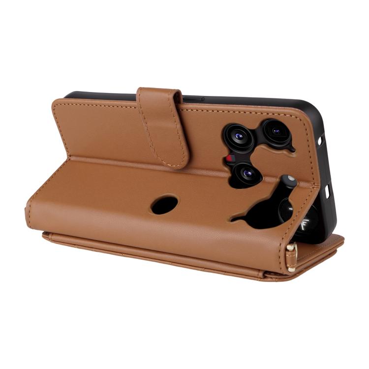 For Nothing Phone 3 Multifunctional 6-Card Slots Leather Phone Case with Wrist Strap