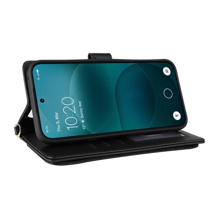 For Nothing Phone 4a Pro Multifunctional 6-Card Slots Leather Phone Case with Wrist Strap