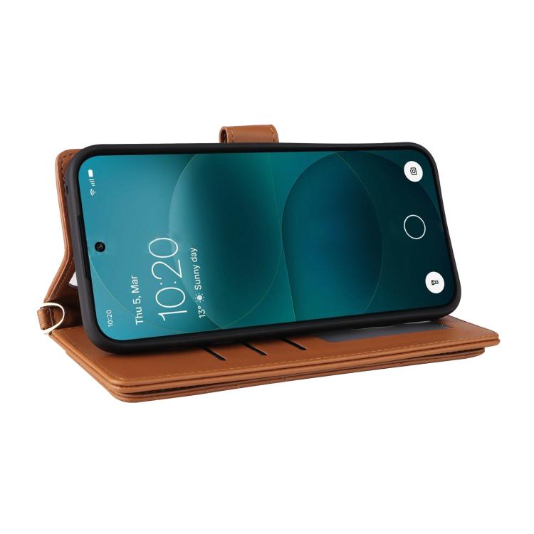 For Nothing Phone 4a Pro Multifunctional 6-Card Slots Leather Phone Case with Wrist Strap