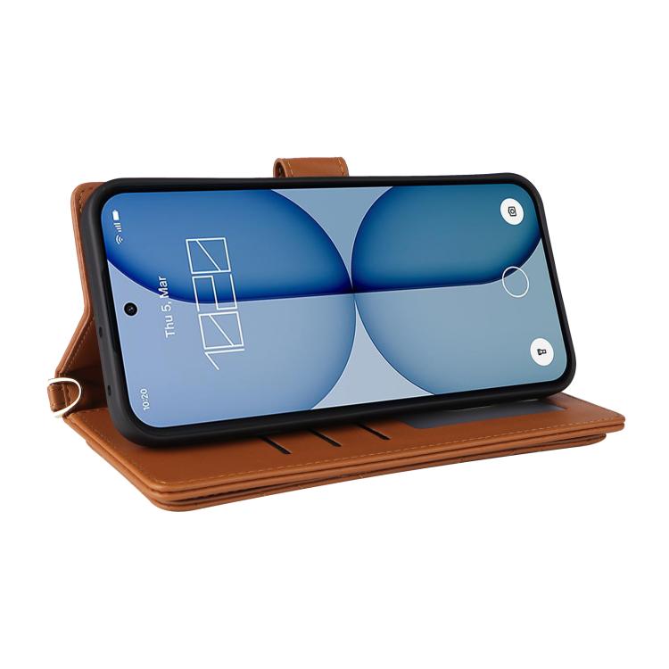 For Nothing Phone 4a Multifunctional 6-Card Slots Leather Phone Case with Wrist Strap