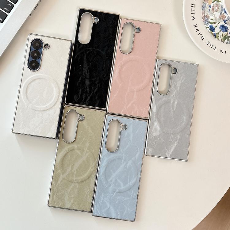 For Samsung Galaxy Z Fold5 Electroplating PC Snow Bark Texture MagSafe Phone Case