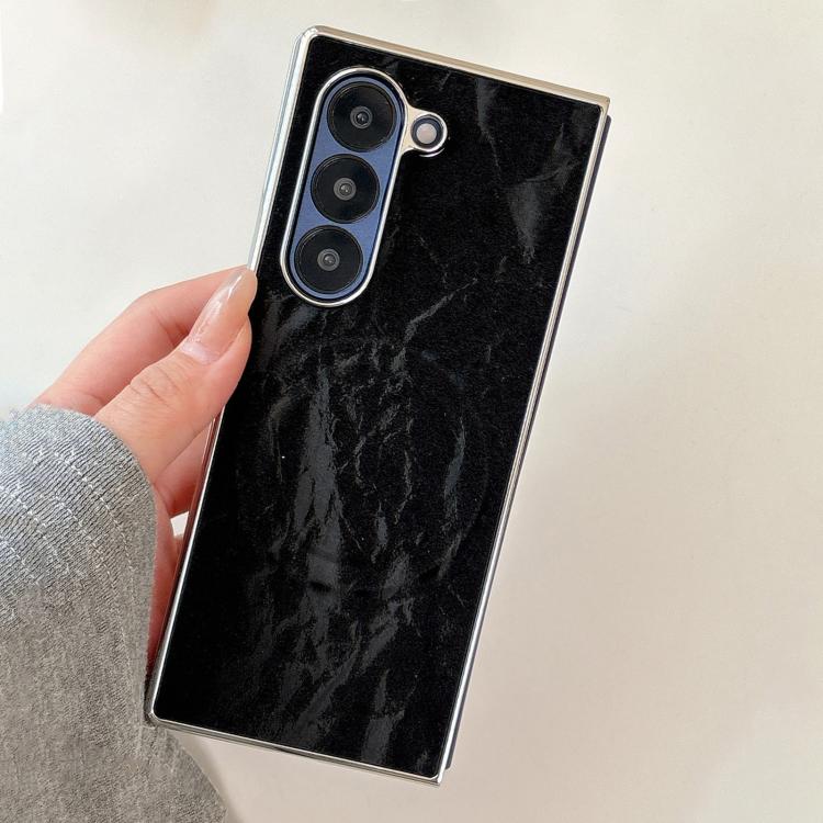 For Samsung Galaxy Z Fold5 Electroplating PC Snow Bark Texture MagSafe Phone Case
