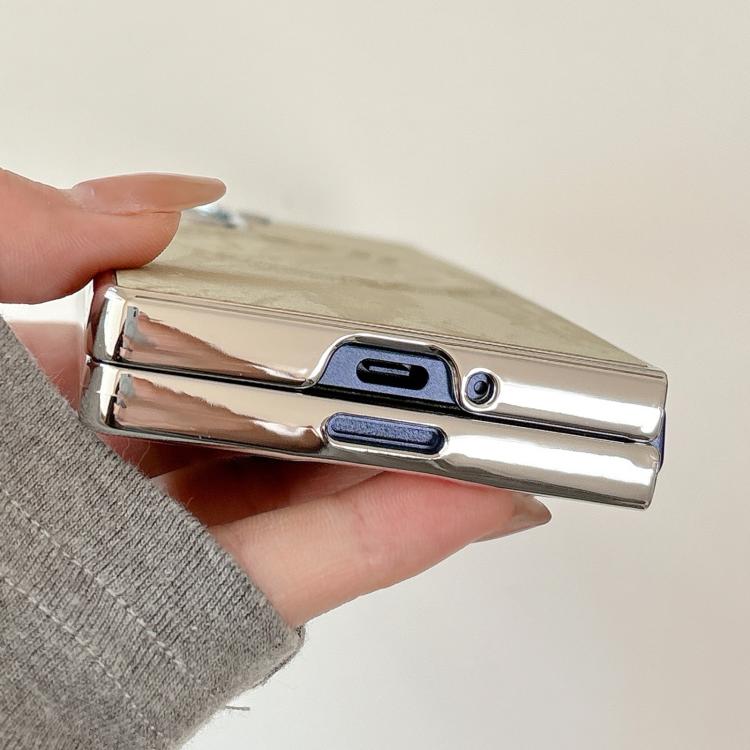 For Samsung Galaxy Z Fold5 Electroplating PC Snow Bark Texture MagSafe Phone Case