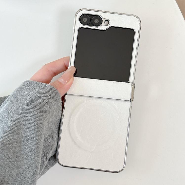 For Samsung Galaxy Z Flip5 Electroplating PC Snow Bark Texture MagSafe Phone Case