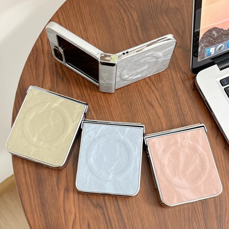 For Samsung Galaxy Z Flip5 Electroplating PC Snow Bark Texture MagSafe Phone Case