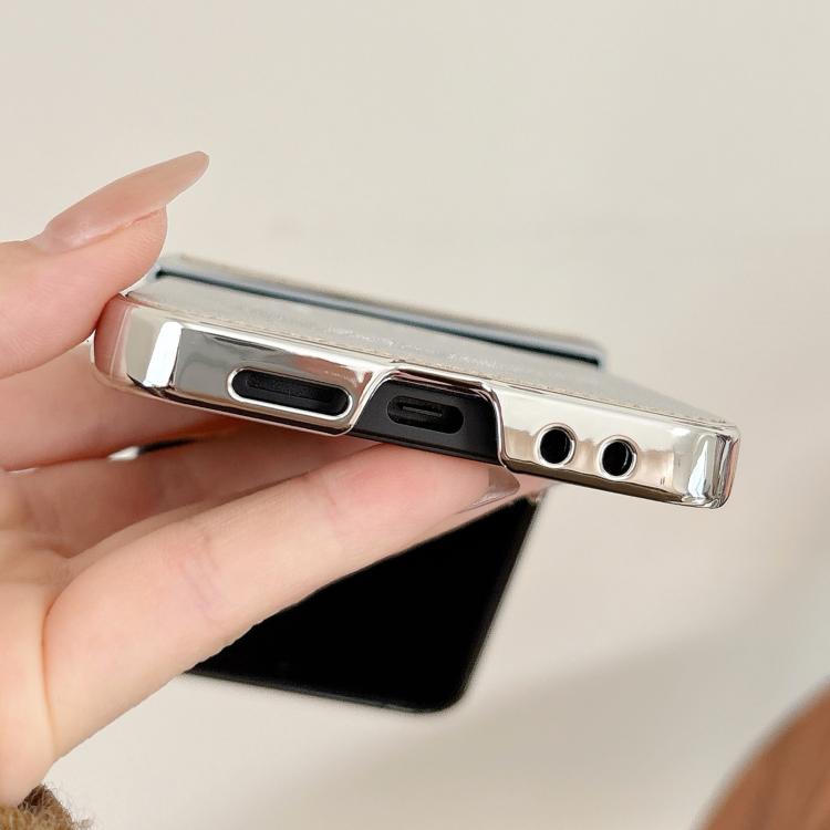For Samsung Galaxy Z Flip5 Electroplating PC Snow Bark Texture MagSafe Phone Case