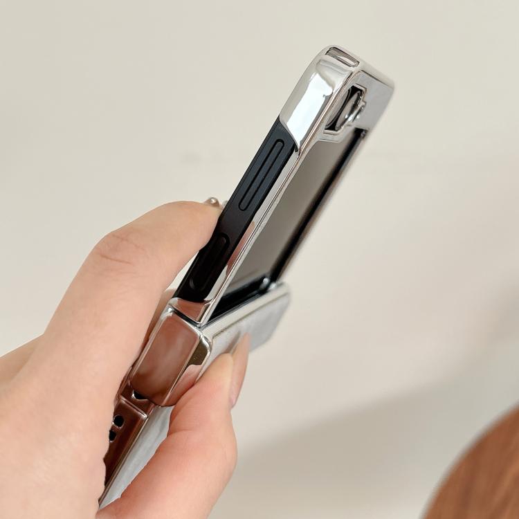 For Samsung Galaxy Z Flip5 Electroplating PC Snow Bark Texture MagSafe Phone Case