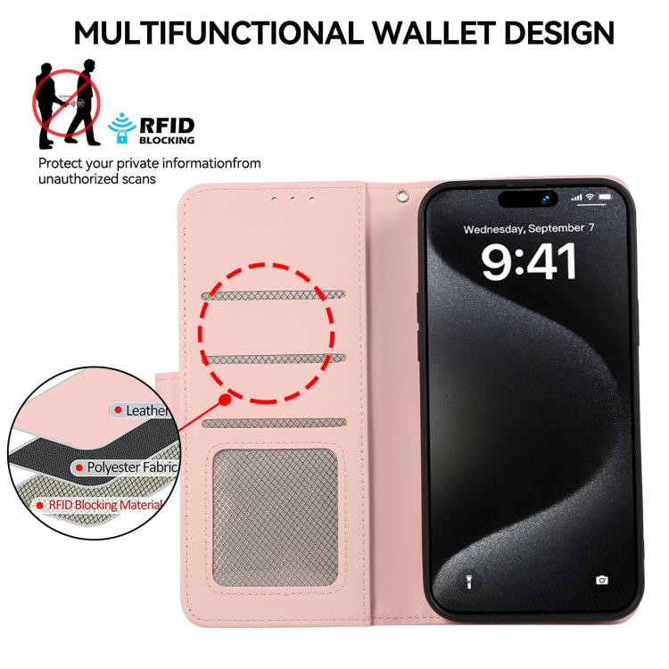 For Redmi Note 14 4G 164.84mm ABEEL Delicate Texture Splicing RFID Leather Phone Case