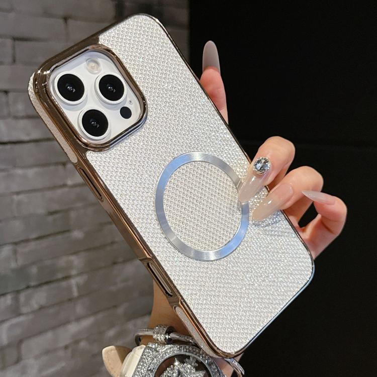 For iPhone 11 Pro Max Electroplating PC Glitter Grain MagSafe Phone Case