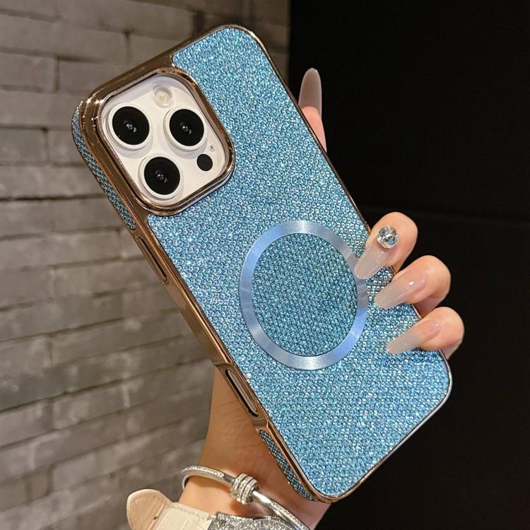 For iPhone 11 Pro Max Electroplating PC Glitter Grain MagSafe Phone Case