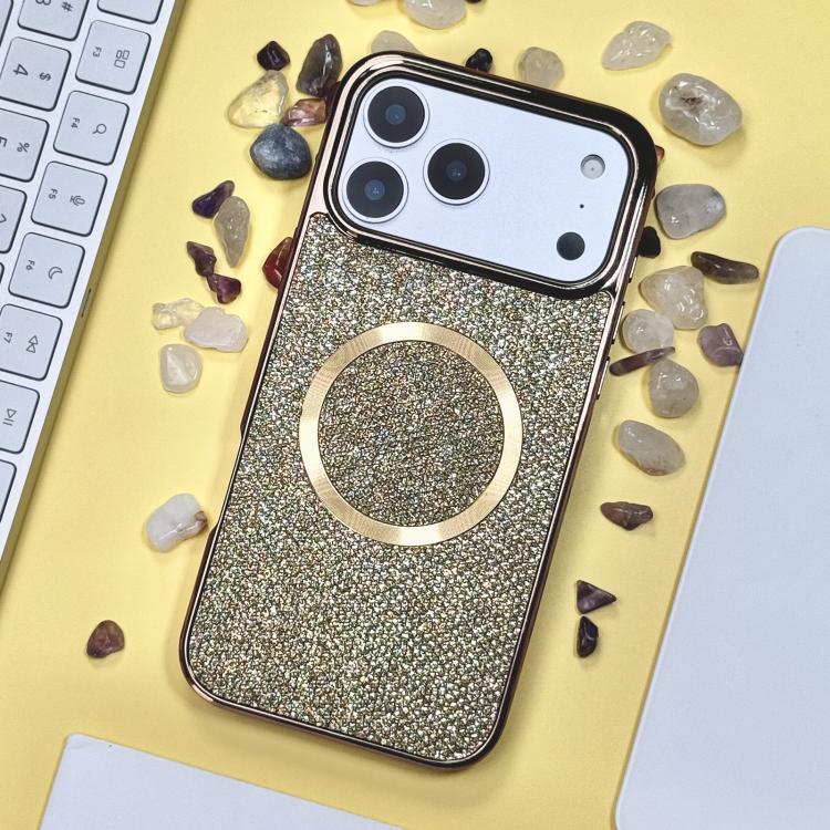 For iPhone 17 Pro Max Electroplating PC Glitter Grain MagSafe Phone Case