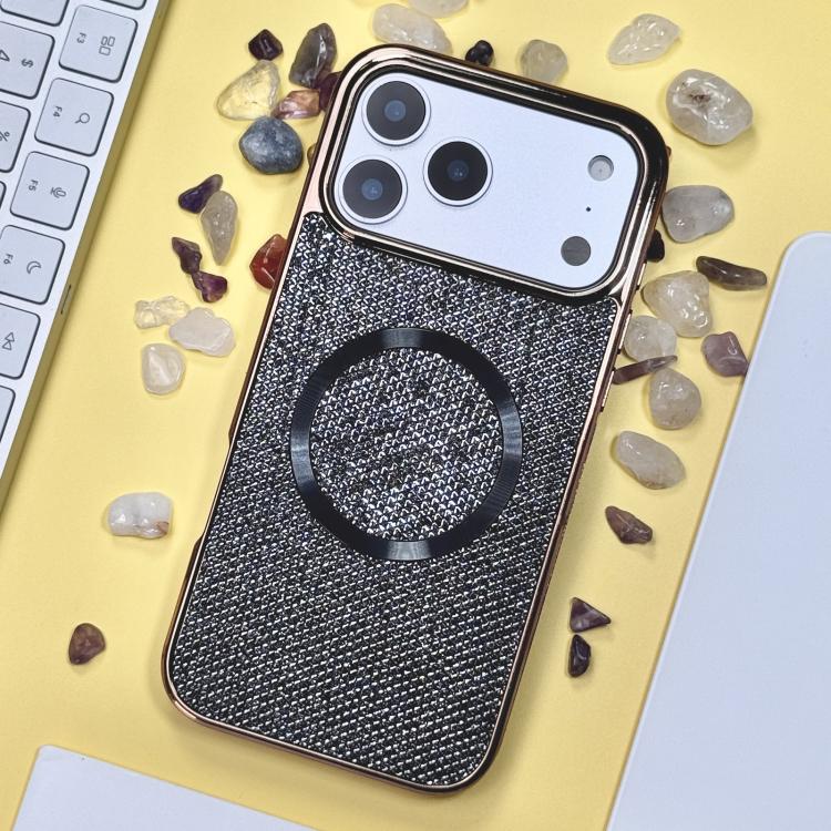 For iPhone 17 Pro Max Electroplating PC Glitter Grain MagSafe Phone Case